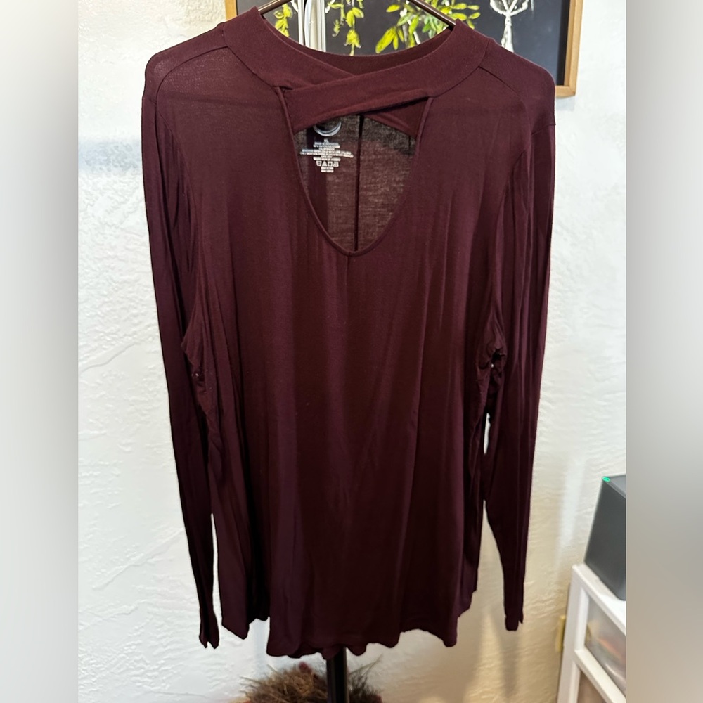 Maurices Deep Burgundy Long Sleeve Top